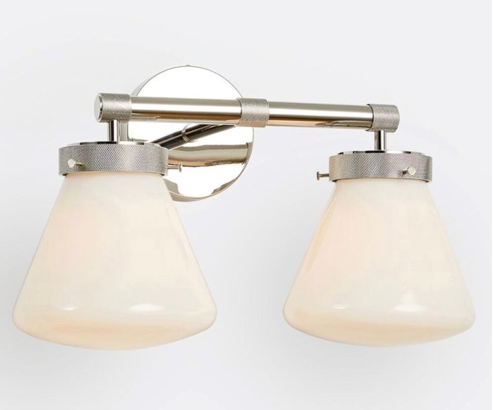 Rejuvenation Trask Polished Nickel 3-1/4" Fitter Double Sconce